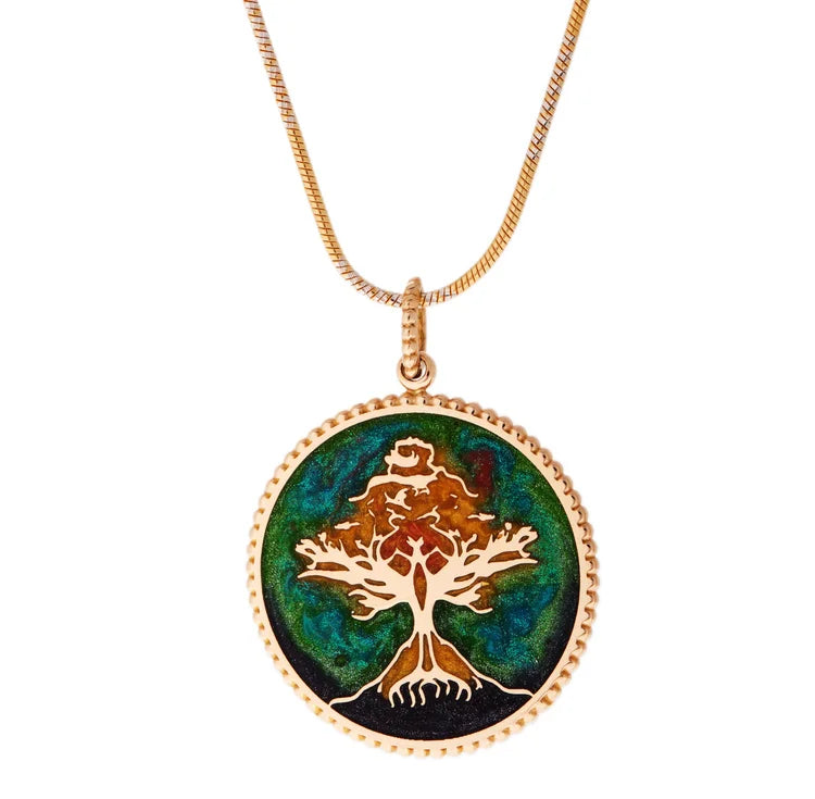 Tree of Life in Green Pendant