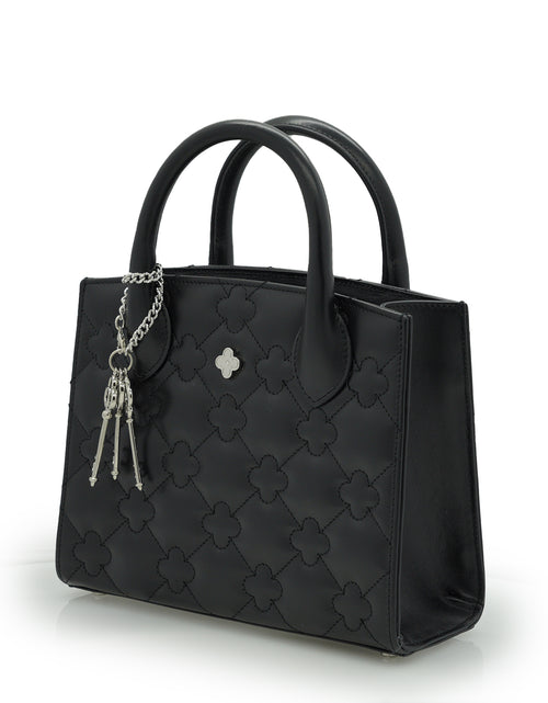 Load image into Gallery viewer, Black quilted leather small tote bag
