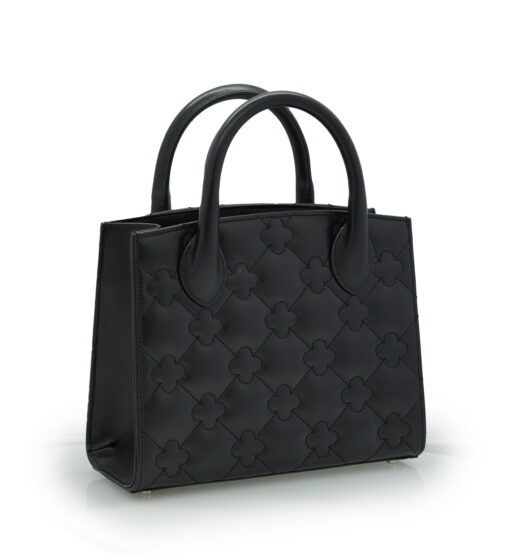 Black quilted leather small tote bag