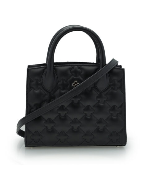 Black quilted leather small tote bag