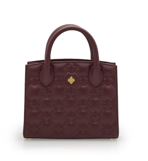 Load image into Gallery viewer, Burgundy quilted leather small tote bag
