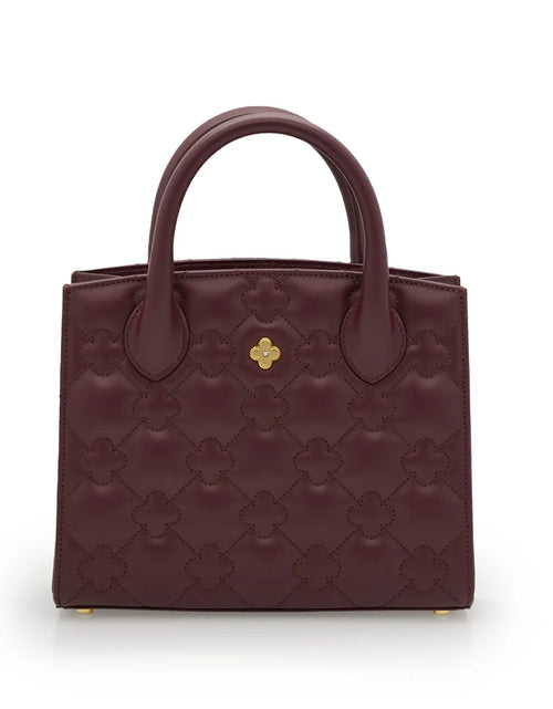 Load image into Gallery viewer, Tote Small Burgundy Quilted Calf Leather Tote Bag
