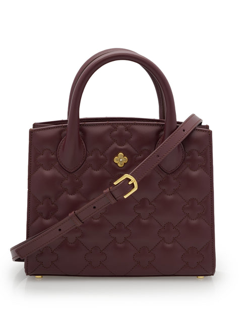 Load image into Gallery viewer, Burgundy quilted leather small tote bag
