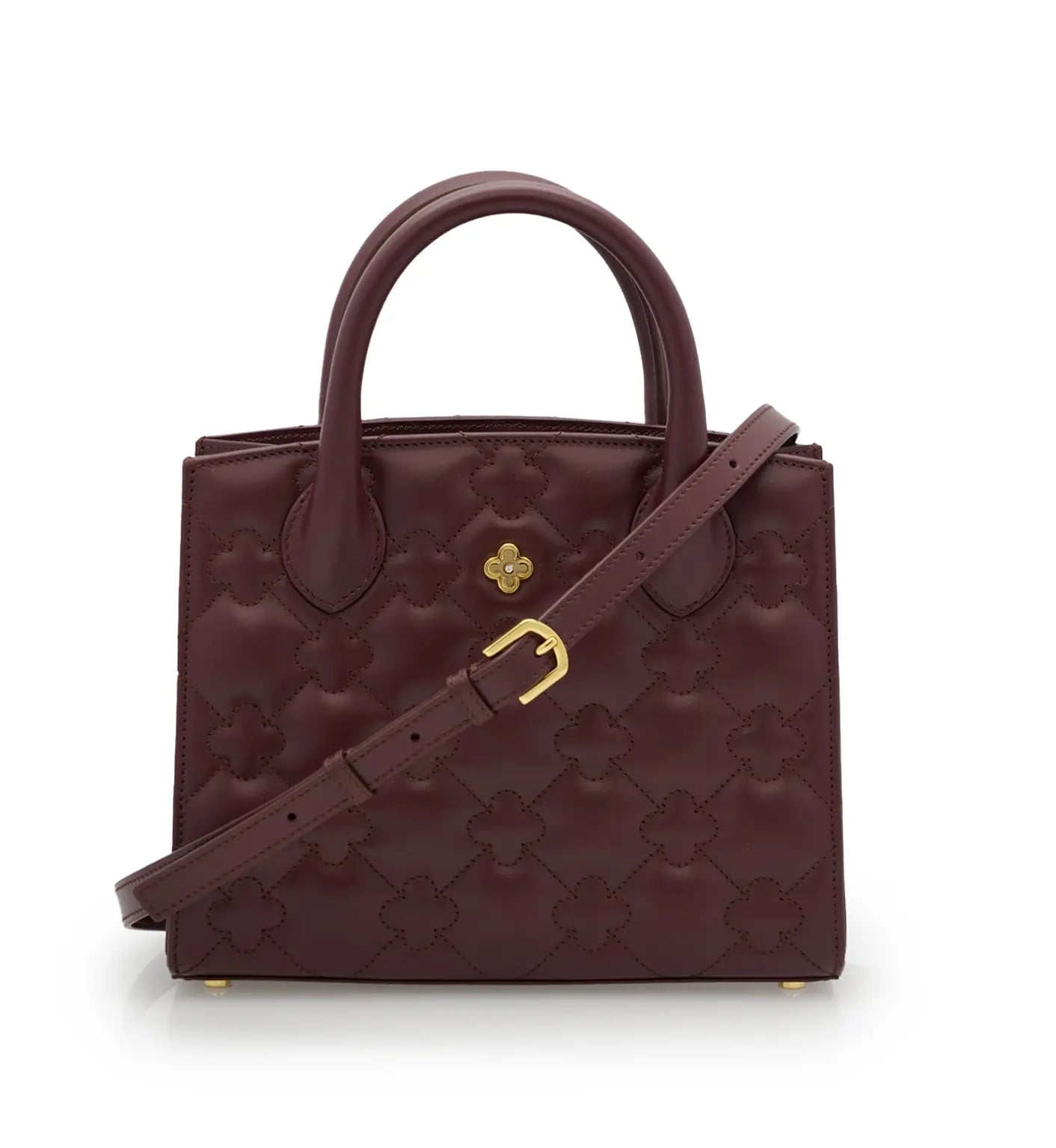 Tote Small Burgundy Quilted Calf Leather Tote Bag