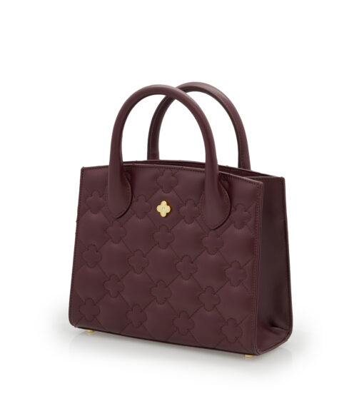 Burgundy quilted leather small tote bag