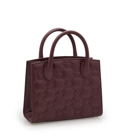 Load image into Gallery viewer, Burgundy quilted leather small tote bag
