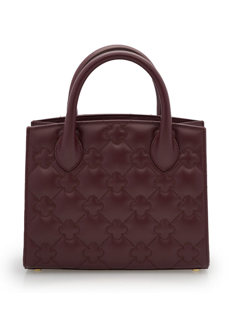 Load image into Gallery viewer, Burgundy quilted leather small tote bag
