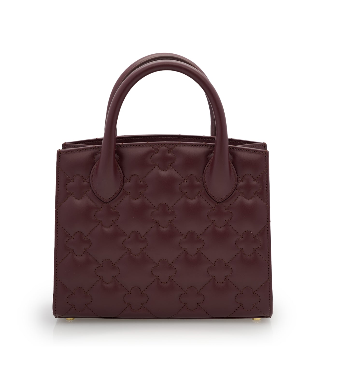 Burgundy quilted leather small tote bag