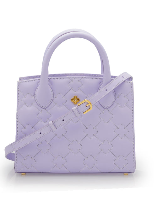 Load image into Gallery viewer, Lilac quilted leather small tote bag
