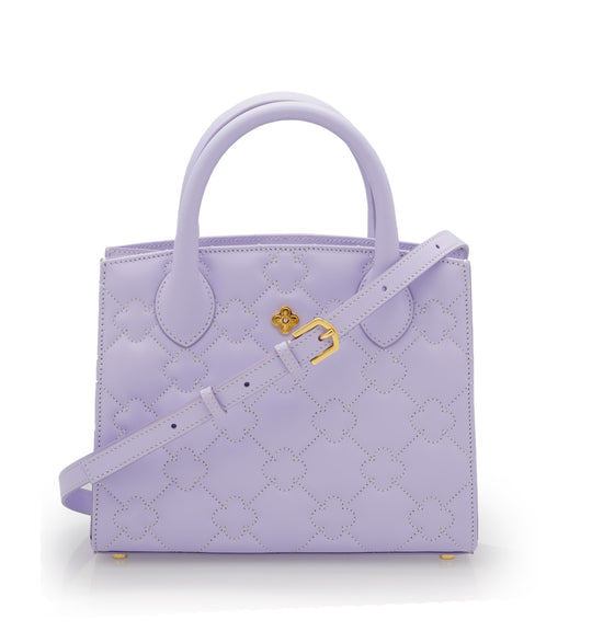 Lilac quilted leather small tote bag