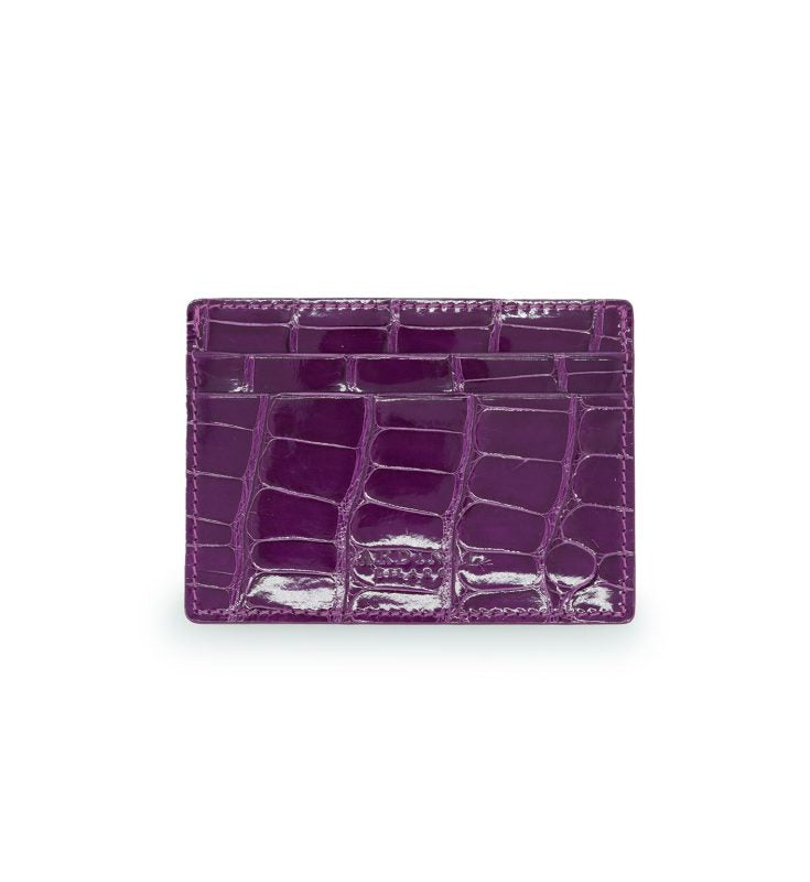 Crocodile Purple leather card holder