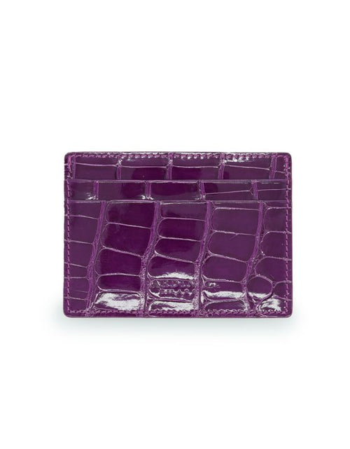Load image into Gallery viewer, Crocodile Purple leather card holder
