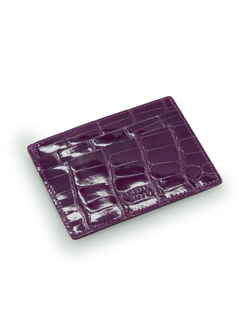 Load image into Gallery viewer, Crocodile Purple leather card holder
