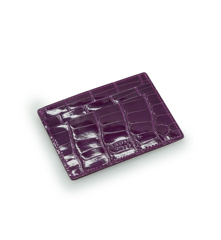 Crocodile Purple leather card holder