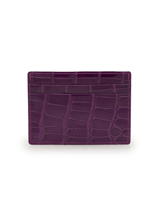 Load image into Gallery viewer, Crocodile Purple leather card holder
