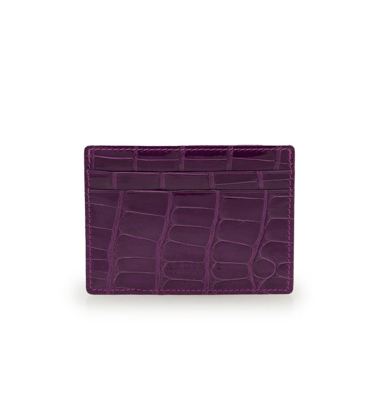 Crocodile Purple leather card holder