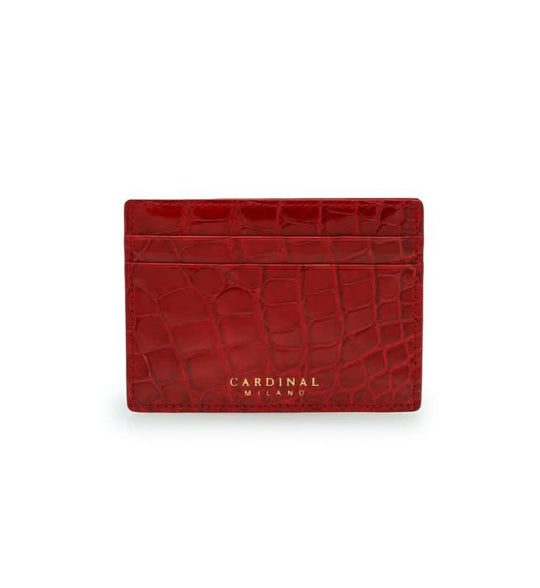 Crocodile Red leather card holder