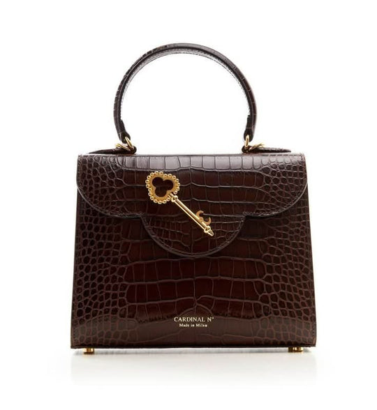 First Lady Secrets croc-effect chocolate brown leather bag MTO