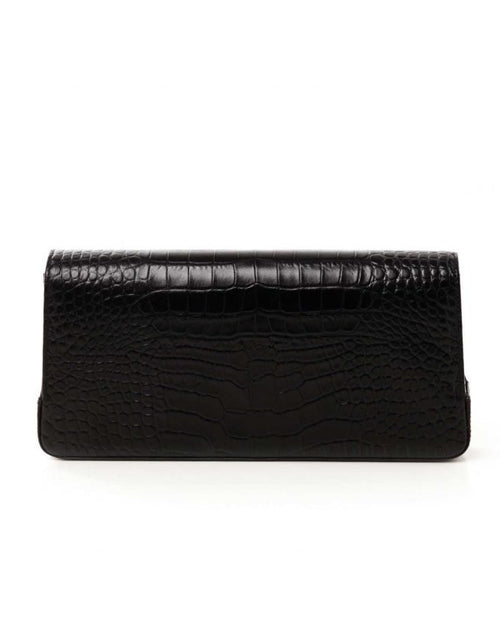Load image into Gallery viewer, Time 21 Secrets Croc effect black leather clutch
