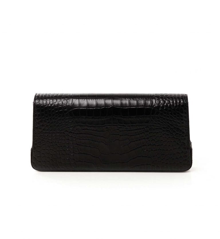 Time 21 Secrets Croc effect black leather clutch