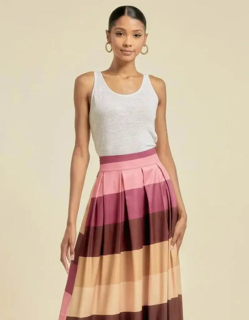 تحميل الصورة إلى عارض المعرض، Evorin Women's Color Block Maxi Skirt with Pockets
