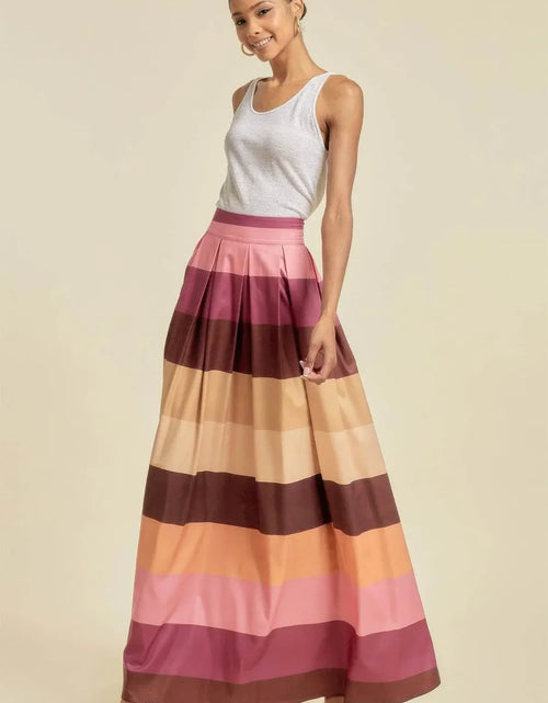 تحميل الصورة إلى عارض المعرض، Evorin Women's Color Block Maxi Skirt with Pockets
