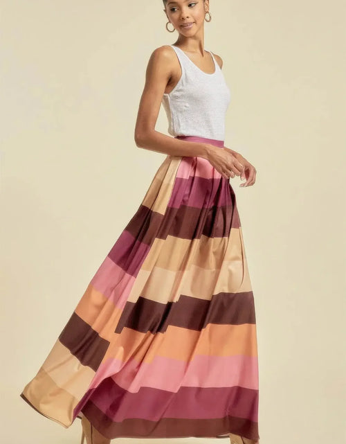 تحميل الصورة إلى عارض المعرض، Evorin Women's Color Block Maxi Skirt with Pockets
