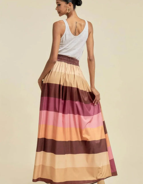 تحميل الصورة إلى عارض المعرض، Evorin Women's Color Block Maxi Skirt with Pockets
