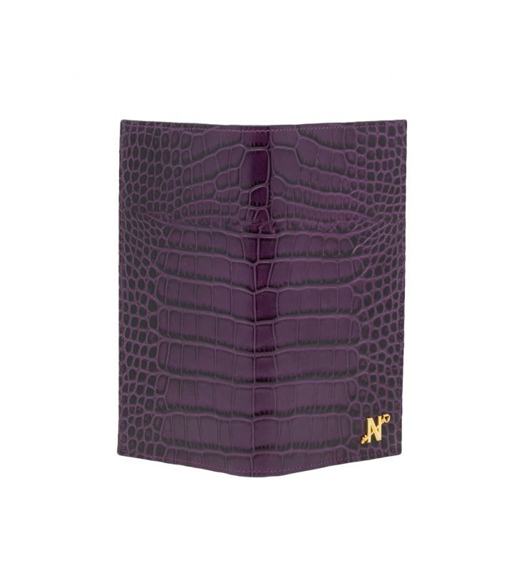 Croc embossed purple leather wallet
