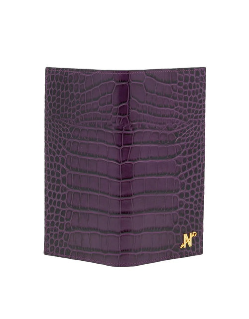 Load image into Gallery viewer, Purple Crocodile-Embossed Calf Leather Wallet
