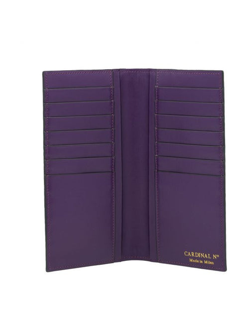 Load image into Gallery viewer, Croc embossed purple leather wallet
