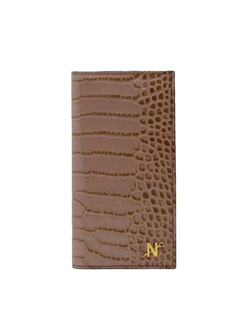 Load image into Gallery viewer, Tea Rose Crocodile-Embossed Calf Leather Wallet
