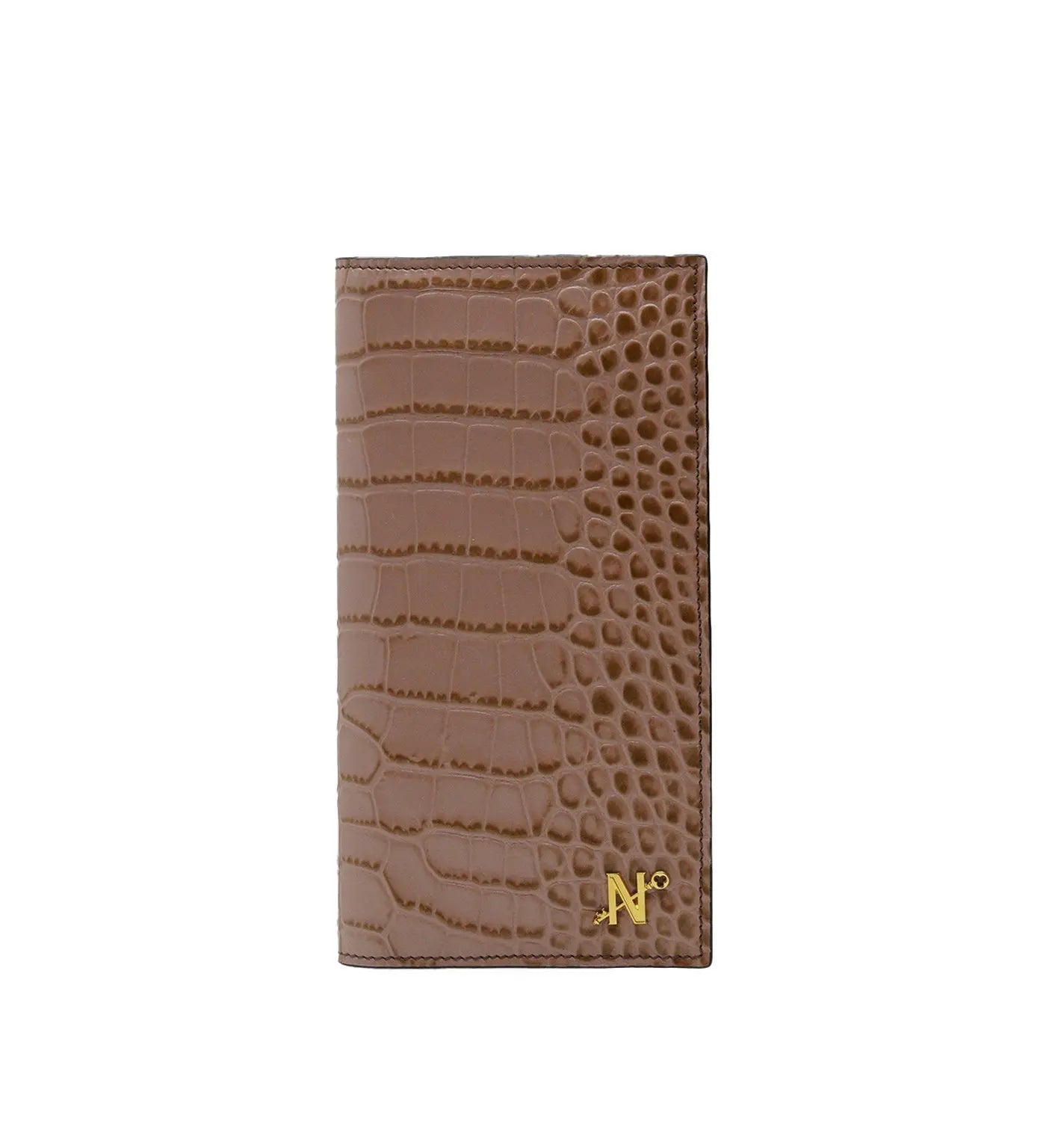 Tea Rose Crocodile-Embossed Calf Leather Wallet