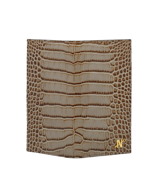 Load image into Gallery viewer, Taupe Crocodile-Embossed Calf Leather Wallet
