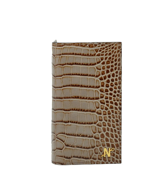 Load image into Gallery viewer, Taupe Crocodile-Embossed Calf Leather Wallet
