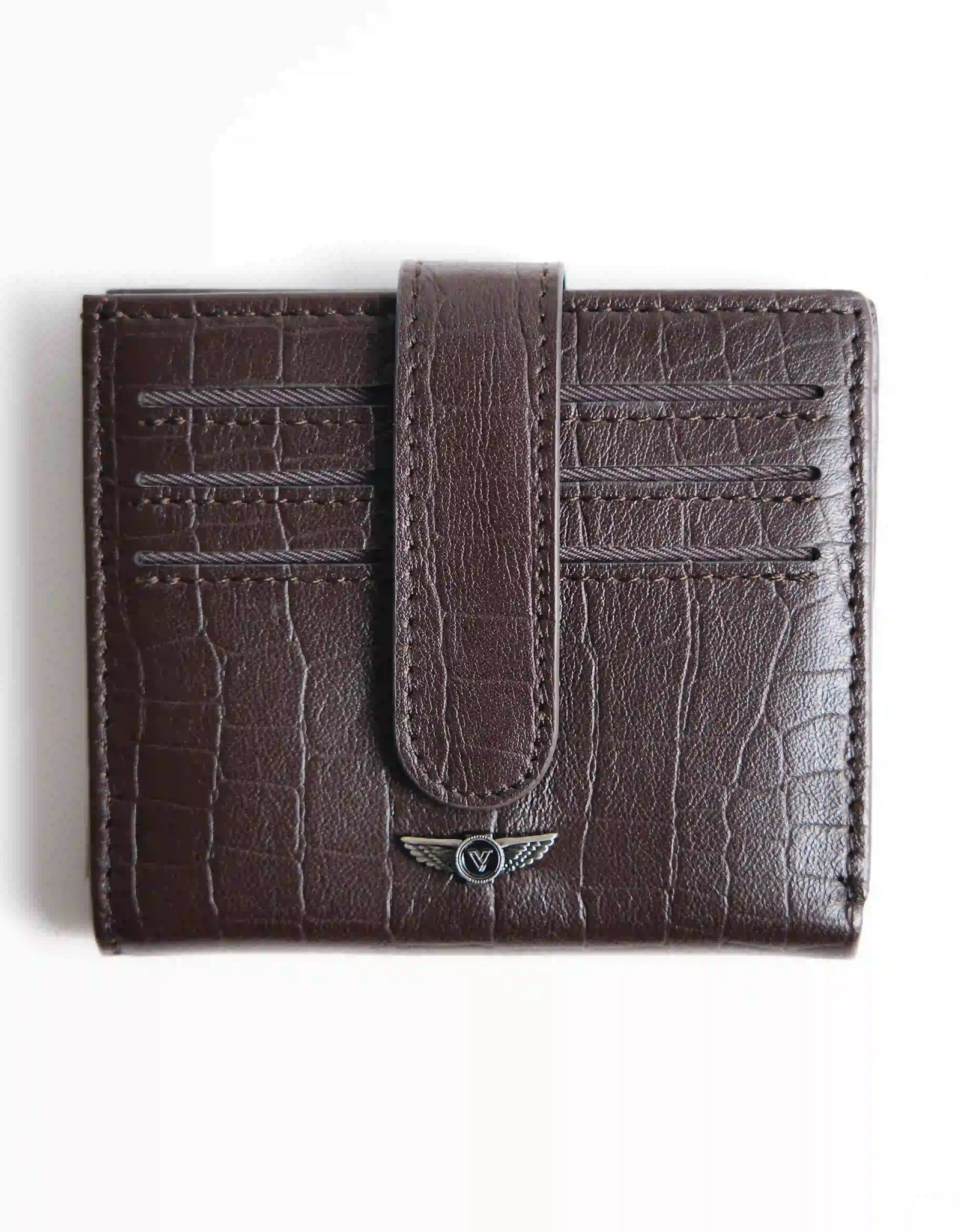Men’s Genuine Leather Wallet – Brown Croc Embossed – Verutti VRW-5006-2