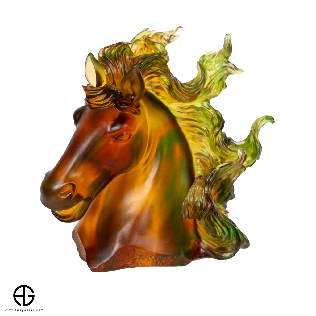 A PATE-DE-VERRE CRSTAL  HORSE HEAD