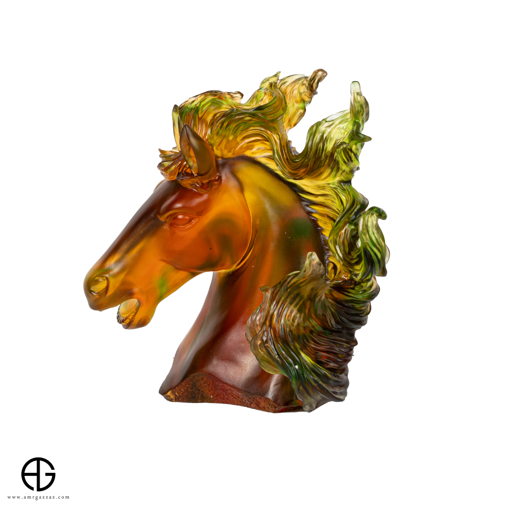 A PATE-DE-VERRE CRSTAL  HORSE HEAD