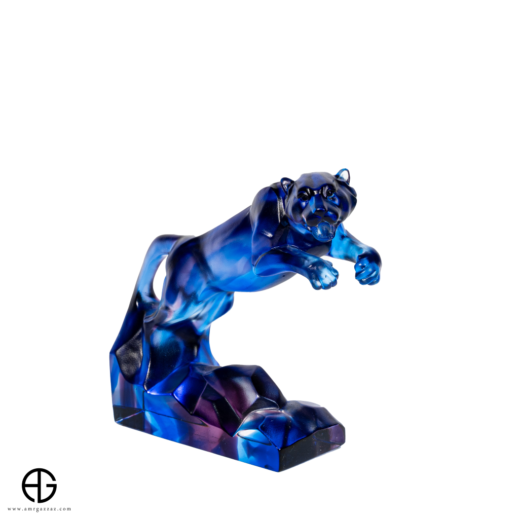 A PATE-DE-VERRE  JUMPING JAGUAR