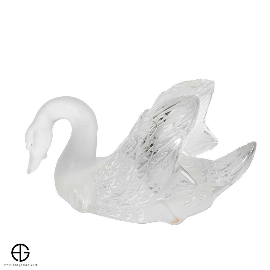 Lalique Swan Sculpture Head Down Clear