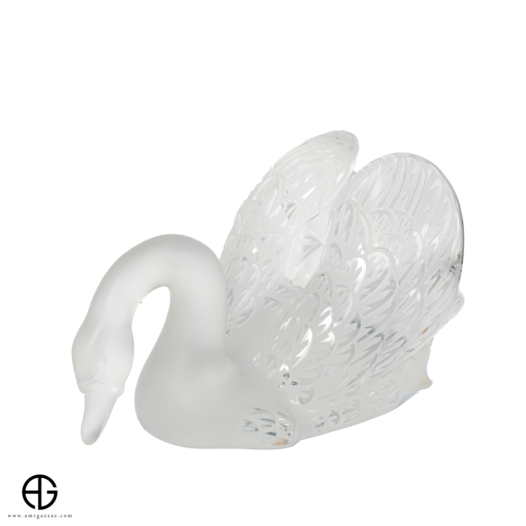 Lalique Swan Sculpture Head Down Clear