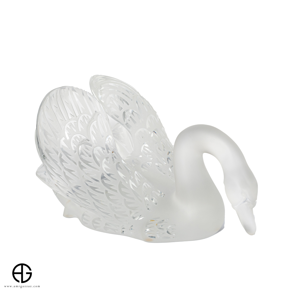 Lalique Swan Sculpture Head Down Clear