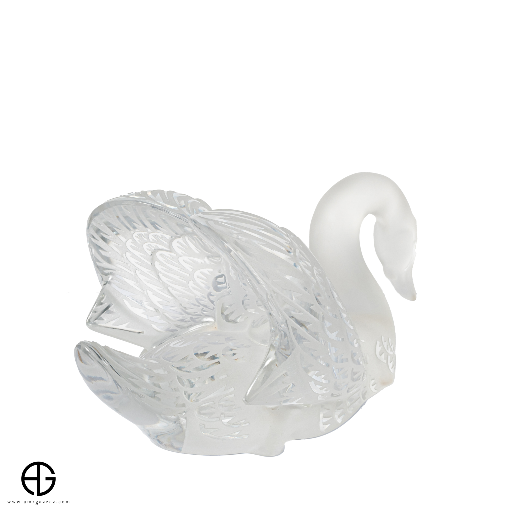 Lalique Swan Sculpture Head Down Clear