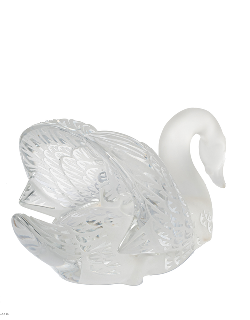 تحميل الصورة إلى عارض المعرض، Lalique Swan Sculpture Head Down Clear
