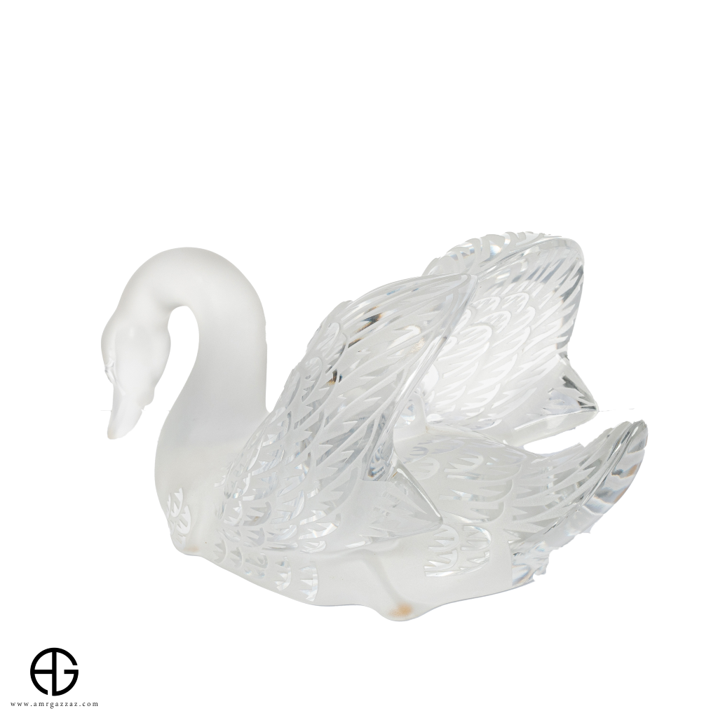 Lalique Swan Sculpture Head Down Clear