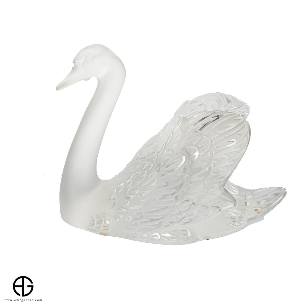 Lalique Swan Sculpture Head Up Clear