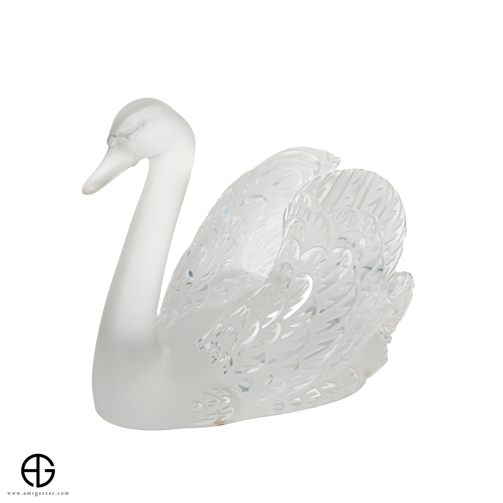 Lalique Swan Sculpture Head Up Clear