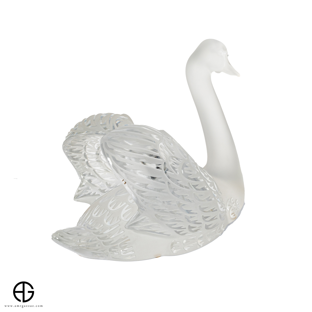 Lalique Swan Sculpture Head Up Clear