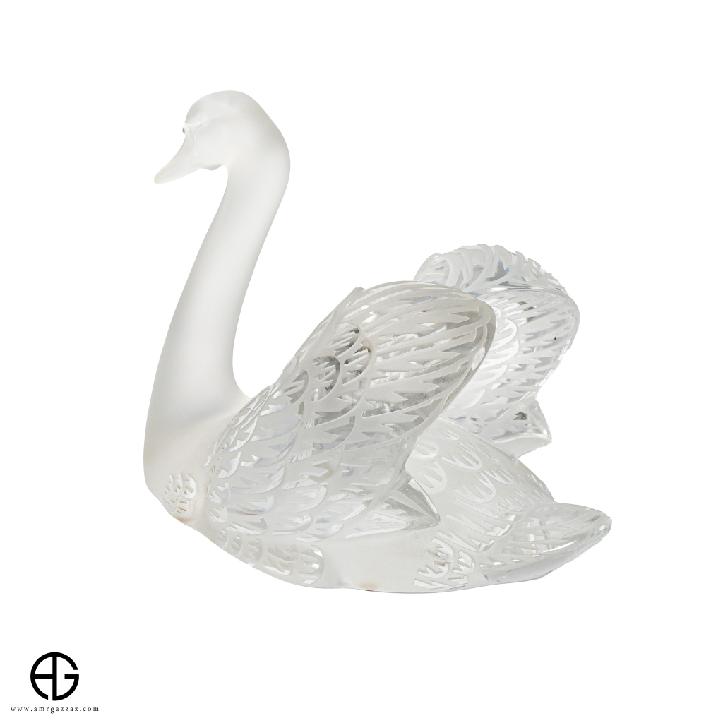 Lalique Swan Sculpture Head Up Clear