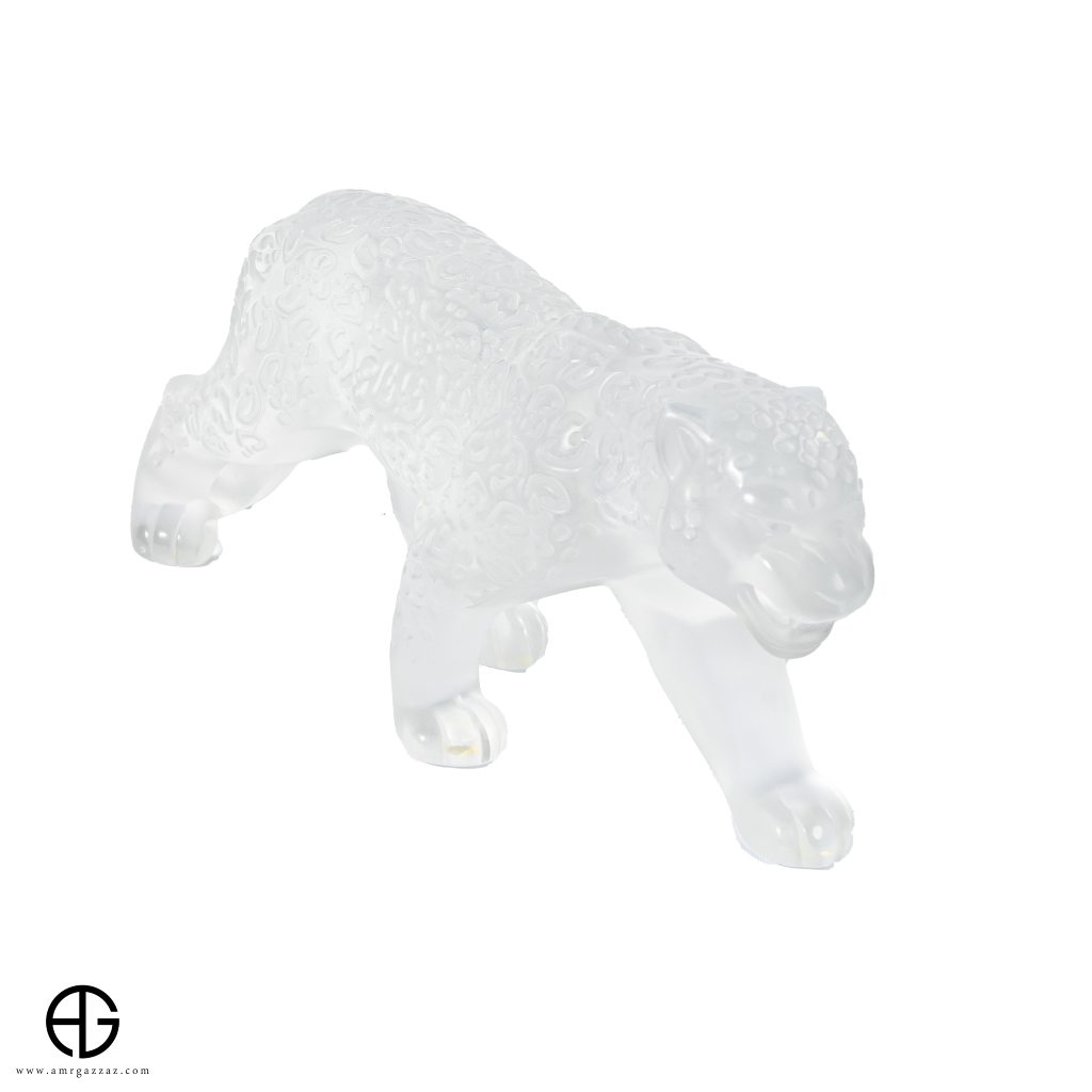 A Lalique Clear and Frosted Glass Rajah Jaguar